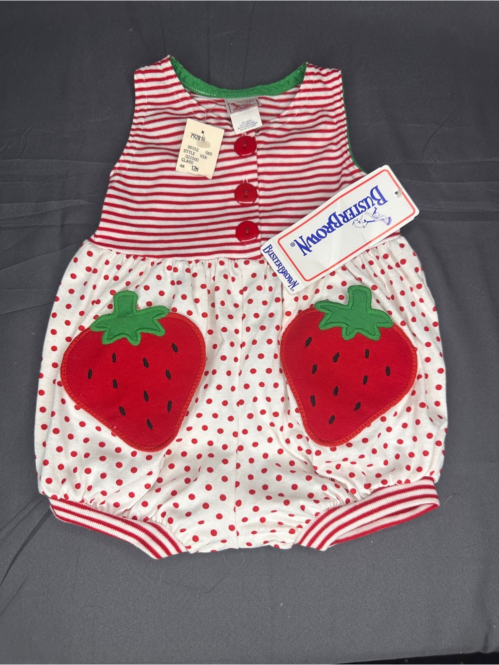 Buster Brown Red & White Strawberry Polka-Dot Baby Romper